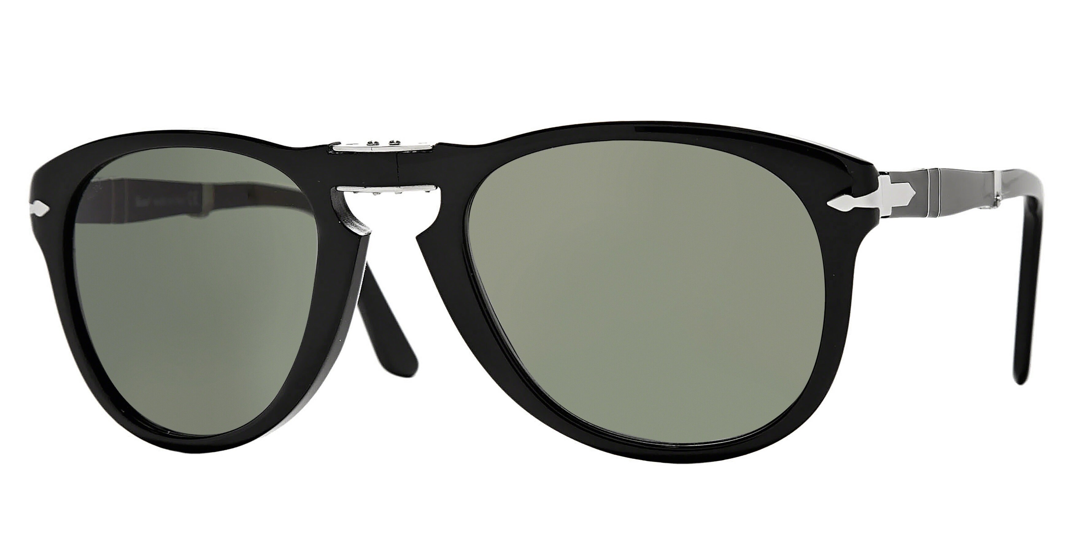 Persol Herren PO0714 Folding 95/31 Sonnenbrillen Acetat Schwarz GrüN Pilot Normal-image